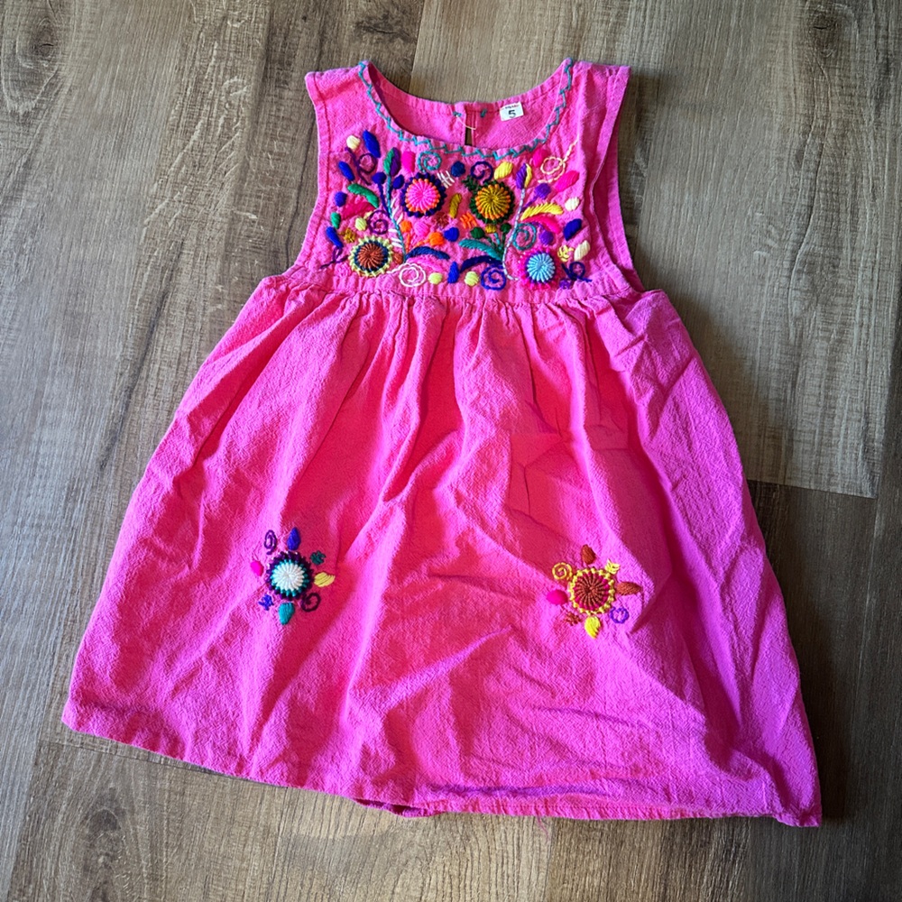 Vibrant Pink Embroidered Dress Girls‎ Size 5